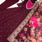 Wine Sequin Anarkali Gown Set