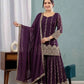 Wine Sequin Sharara Set