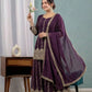 Wine Sequin Sharara Set
