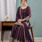 Wine Sequin Sharara Set