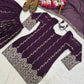 Wine Sequin Sharara Set