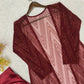 Wine Sequin Shrug Co-ord Set