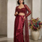 Wine Sequin Shrug Co-ord Set