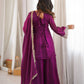 Wine Shimmer Silk Sharara Set with Mirror Work