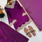 Wine Shimmer Silk Sharara Set with Mirror Work