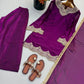 Wine Shimmer Silk Sharara Set with Mirror Work