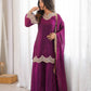 Wine Shimmer Silk Sharara Set with Mirror Work