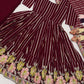 Wine Striped Sequin Anarkali