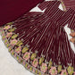 Wine Striped Sequin Anarkali