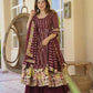 Wine Striped Sequin Anarkali