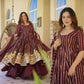 Wine Striped Sequin Anarkali