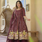 Wine Striped Sequin Anarkali