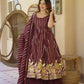Wine Striped Sequin Anarkali