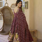 Wine Striped Sequin Anarkali
