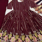 Wine Striped Sequin Anarkali