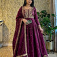 Wine Zari Embroidered Gown