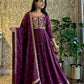 Wine Zari Embroidered Gown