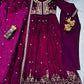 Wine Zari Embroidered Gown