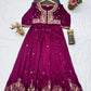 Wine Zari Embroidered Gown