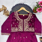 Wine Zari Embroidered Gown