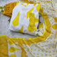 Yellow Cambric Cotton Printed Anarkali Set with Dupatta