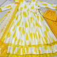 Yellow Cambric Cotton Printed Anarkali Set with Dupatta