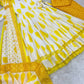 Yellow Cambric Cotton Printed Anarkali Set with Dupatta