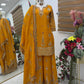 Yellow Chinon Silk Embroidered Sharara Suit with Dupatta – Heavy Sequence Work | Wedding & Festive Wear