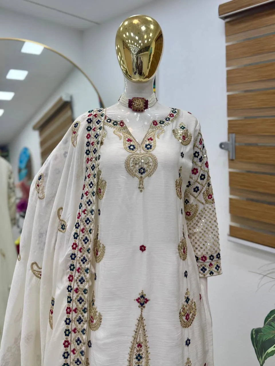Yellow Chinon Silk Embroidered Sharara Suit with Dupatta – Heavy Sequence Work | Wedding & Festive Wear