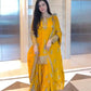 Yellow Chinon Silk Embroidered Sharara Suit with Dupatta – Heavy Sequence Work | Wedding & Festive Wear