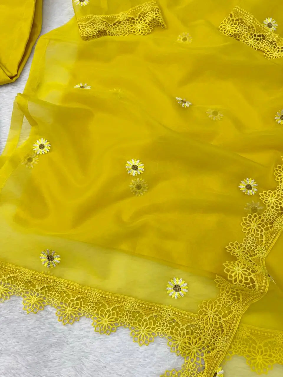 Yellow Daisy Thread-Work Suit