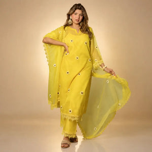 Yellow Daisy Thread-Work Suit