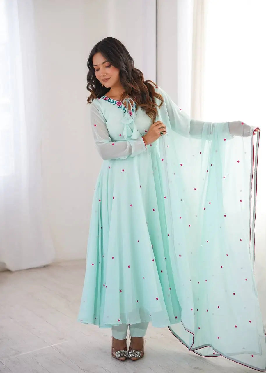Yellow Floral Dot Anarkali