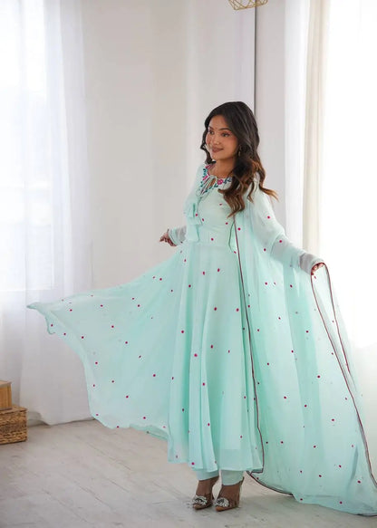 Yellow Floral Dot Anarkali