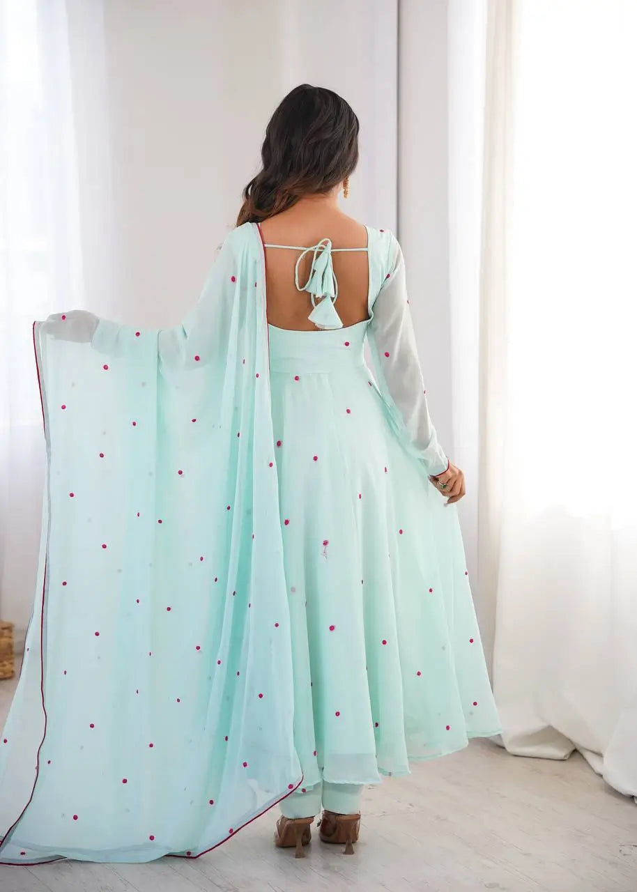 Yellow Floral Dot Anarkali