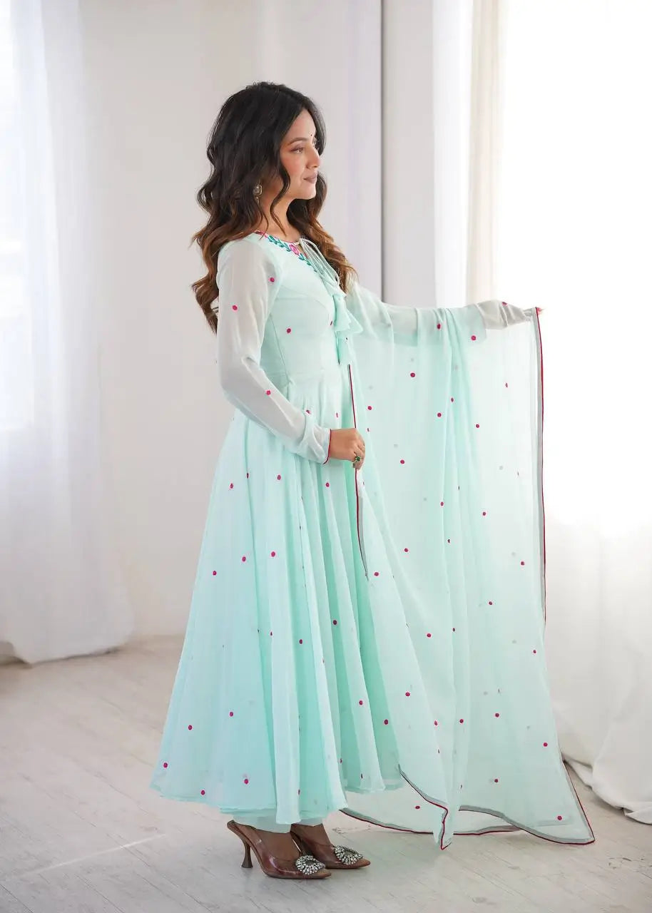 Yellow Floral Dot Anarkali