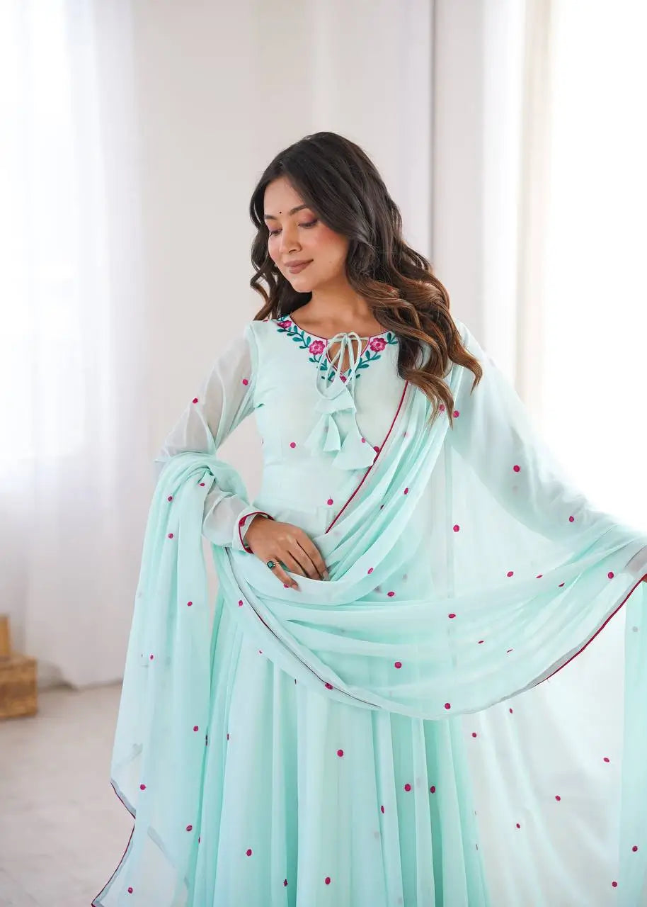 Yellow Floral Dot Anarkali