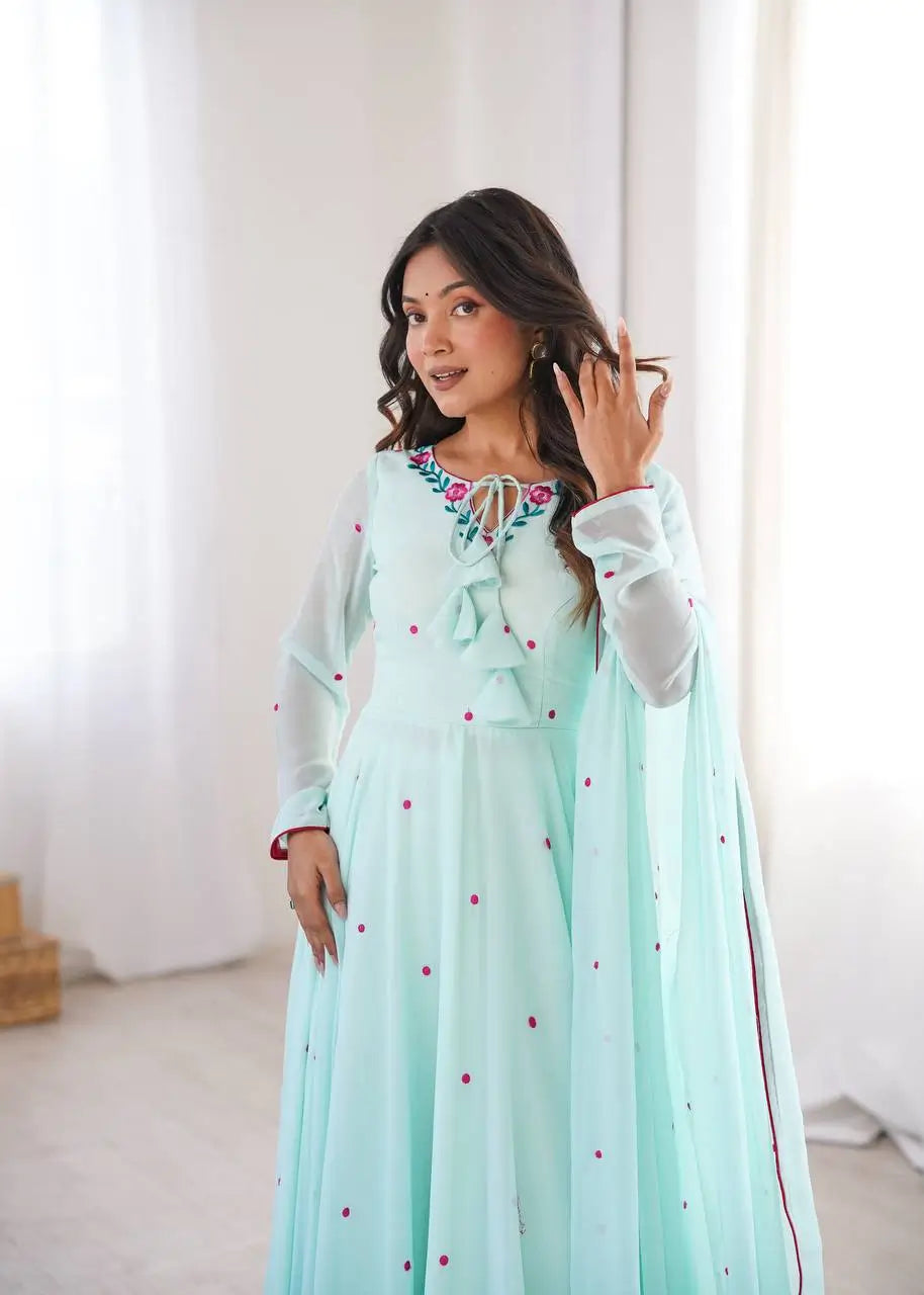 Yellow Floral Dot Anarkali