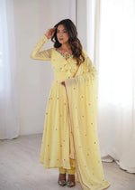 Yellow Floral Dot Anarkali