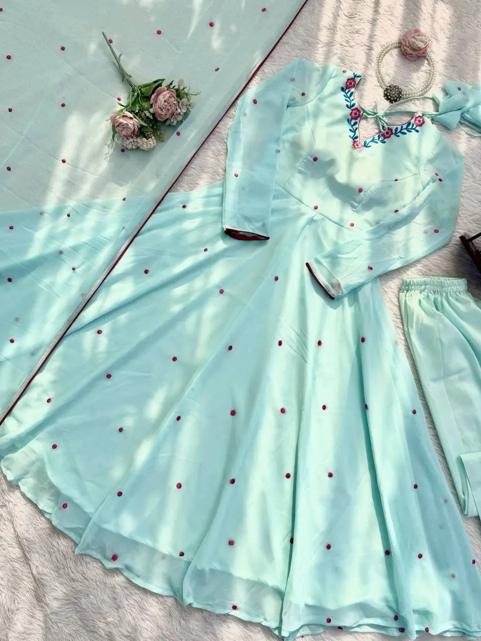 Yellow Floral Dot Anarkali