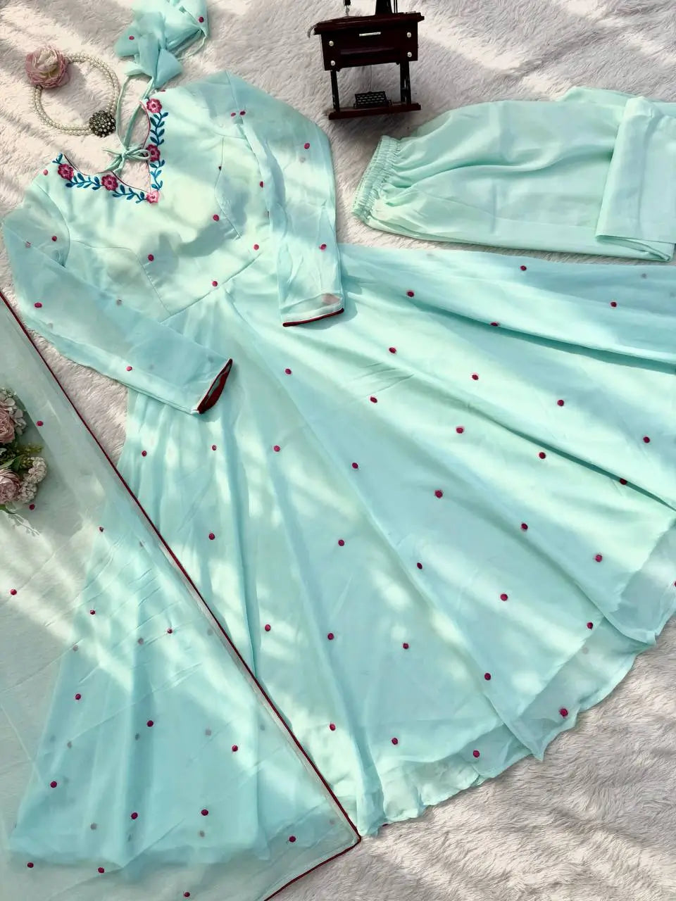 Yellow Floral Dot Anarkali