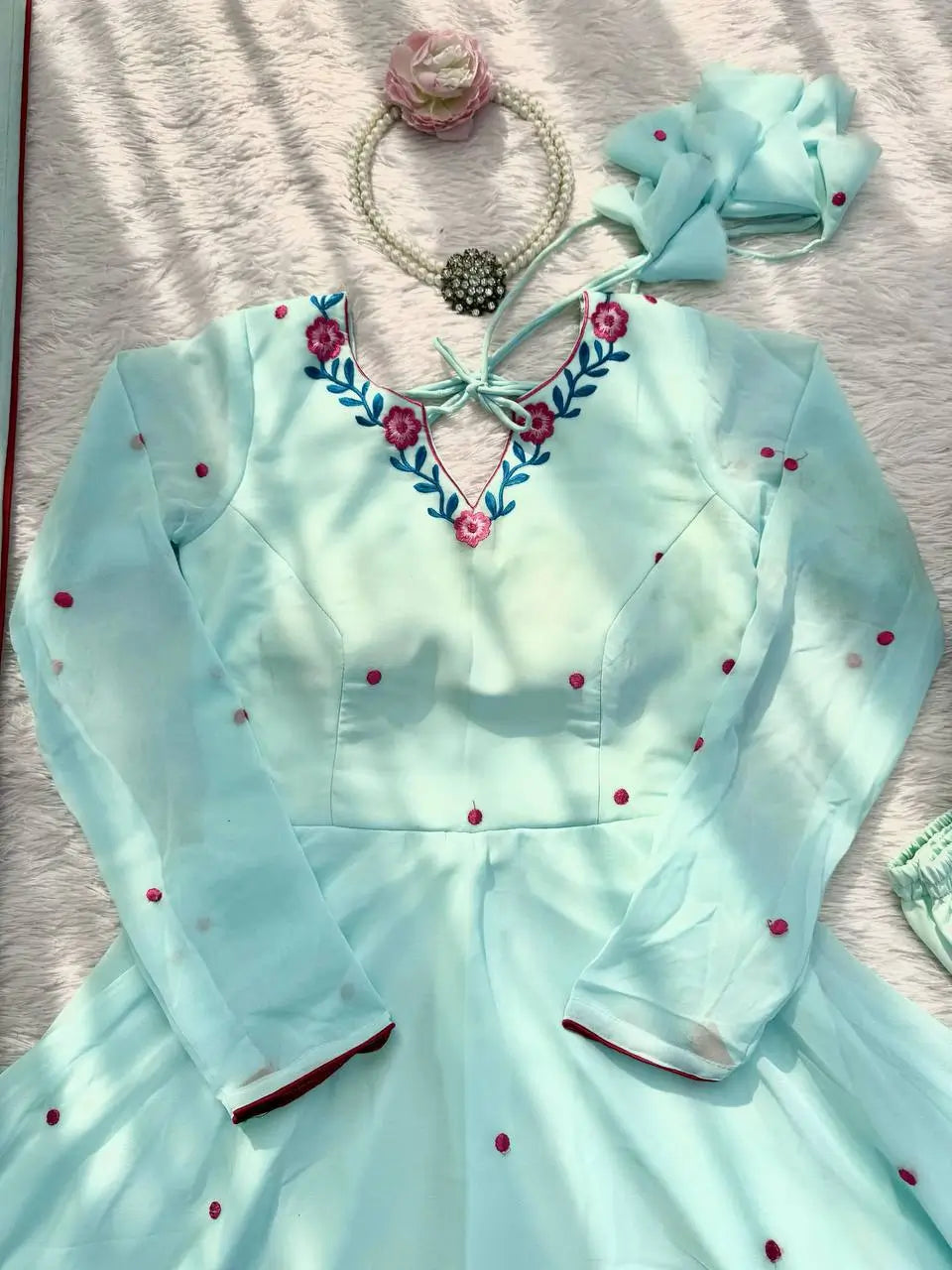 Yellow Floral Dot Anarkali