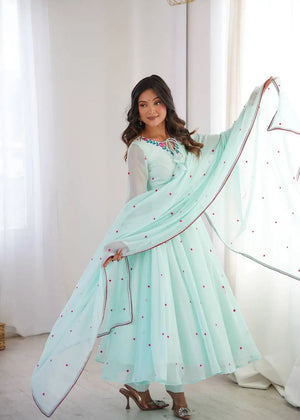 Yellow Floral Dot Anarkali
