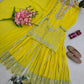 Yellow Heavy Fox Georgette Embroidered Sequins Sharara Suit Set with Dupatta | Festive Party Wear