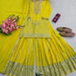 Yellow Heavy Fox Georgette Embroidered Sequins Sharara Suit Set with Dupatta | Festive Party Wear