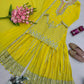 Yellow Heavy Fox Georgette Embroidered Sequins Sharara Suit Set with Dupatta | Festive Party Wear