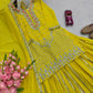 Yellow Heavy Fox Georgette Embroidered Sequins Sharara Suit Set with Dupatta | Festive Party Wear