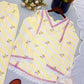 Yellow Striped Kurta Farshi Pant Set
