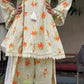 Yellow Striped Kurta Farshi Pant Set