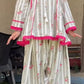 Yellow Striped Kurta Farshi Pant Set